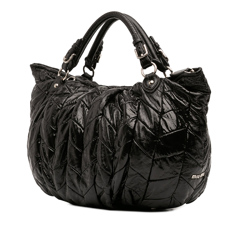 Quilted Patent Leather Hobo
