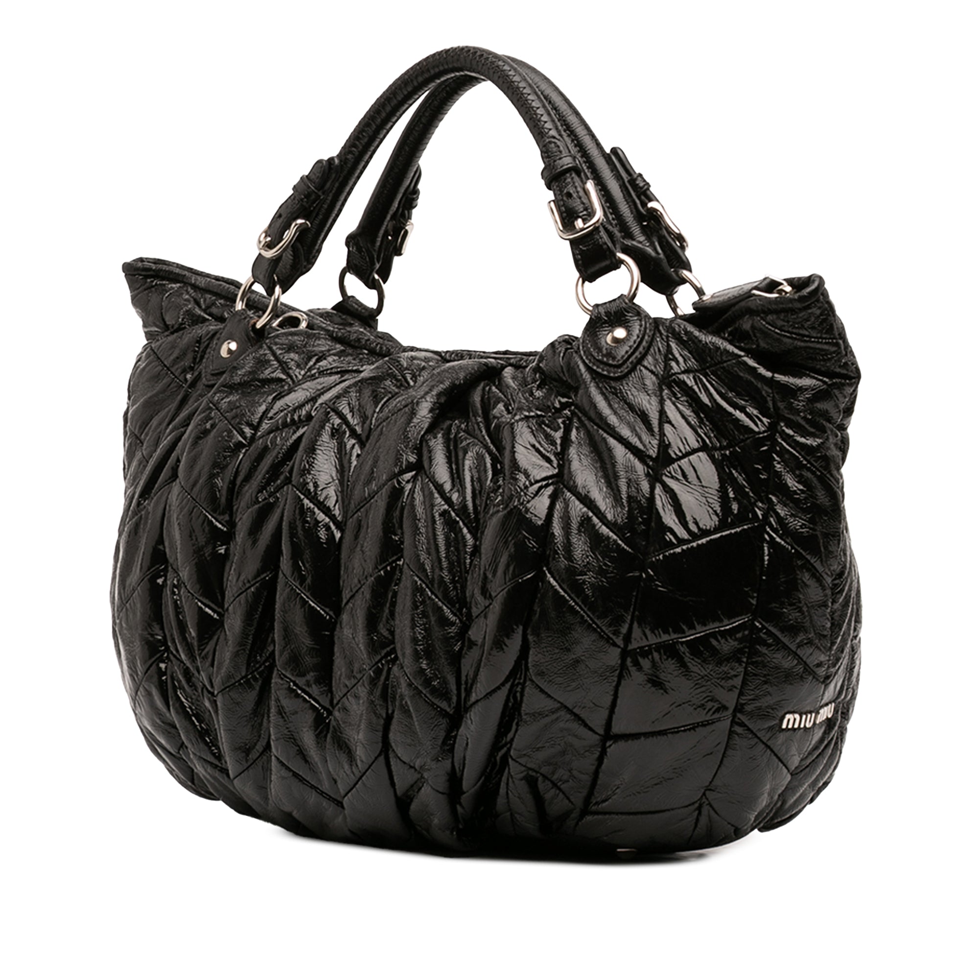 Quilted Patent Leather Hobo