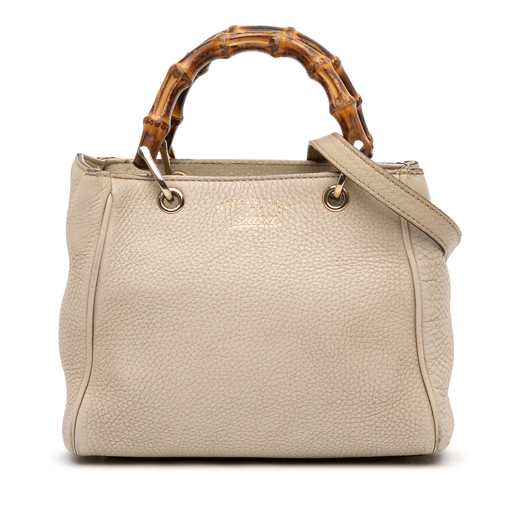 Mini Calfskin Bamboo Shopper Satchel