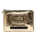 Metallic Crinkled Calfskin Feministe Mais Feminine Pouch