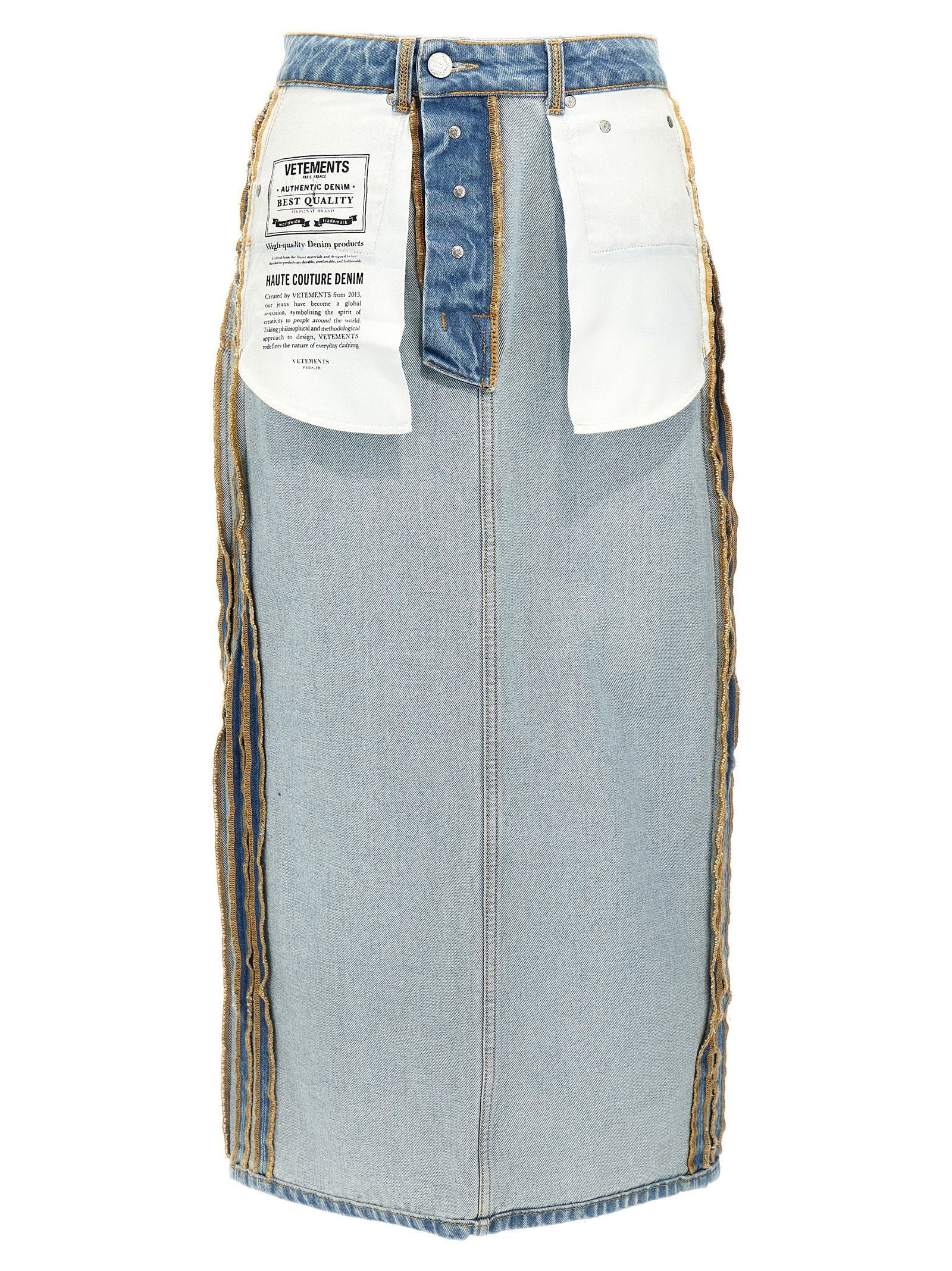 Vetements Inside-Out Cotton Denim Skirt — Blue
