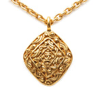 CC Gold Plated Rhombus Medallion Pendant Necklace