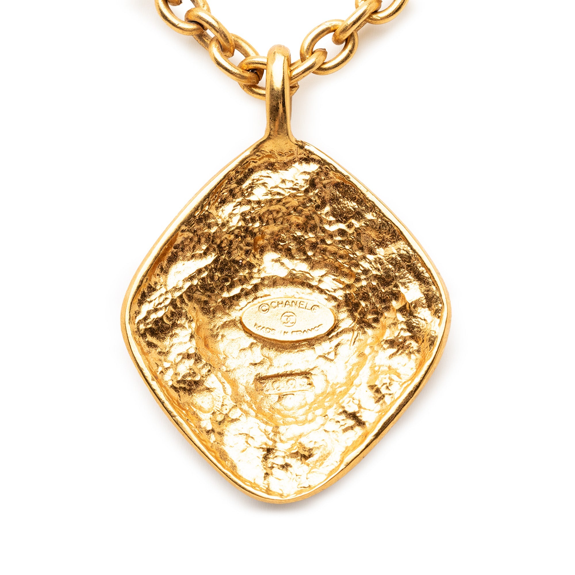 CC Gold Plated Rhombus Medallion Pendant Necklace