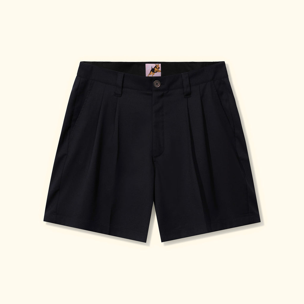 Double Pleated Shorts Black