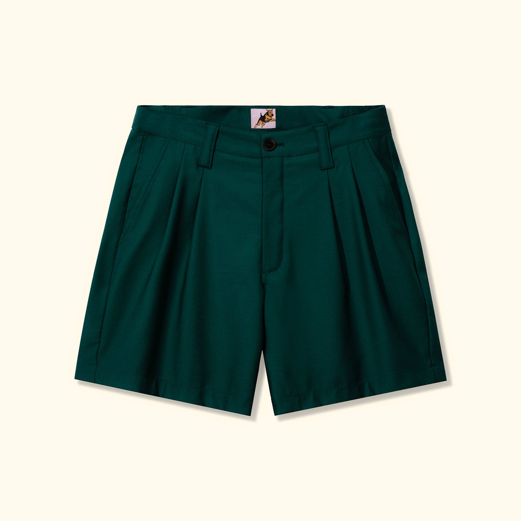 Double Pleated Shorts Green