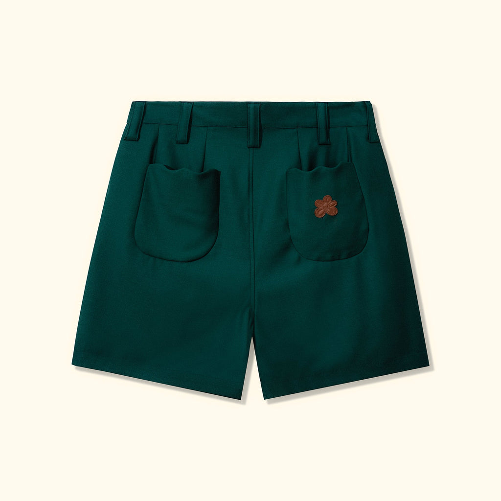 Double Pleated Shorts Green