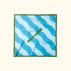 Wavy Stripe Silk Scarf Blue