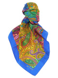 Etro Floral Paisley Silk Twill Scarf — Blue
