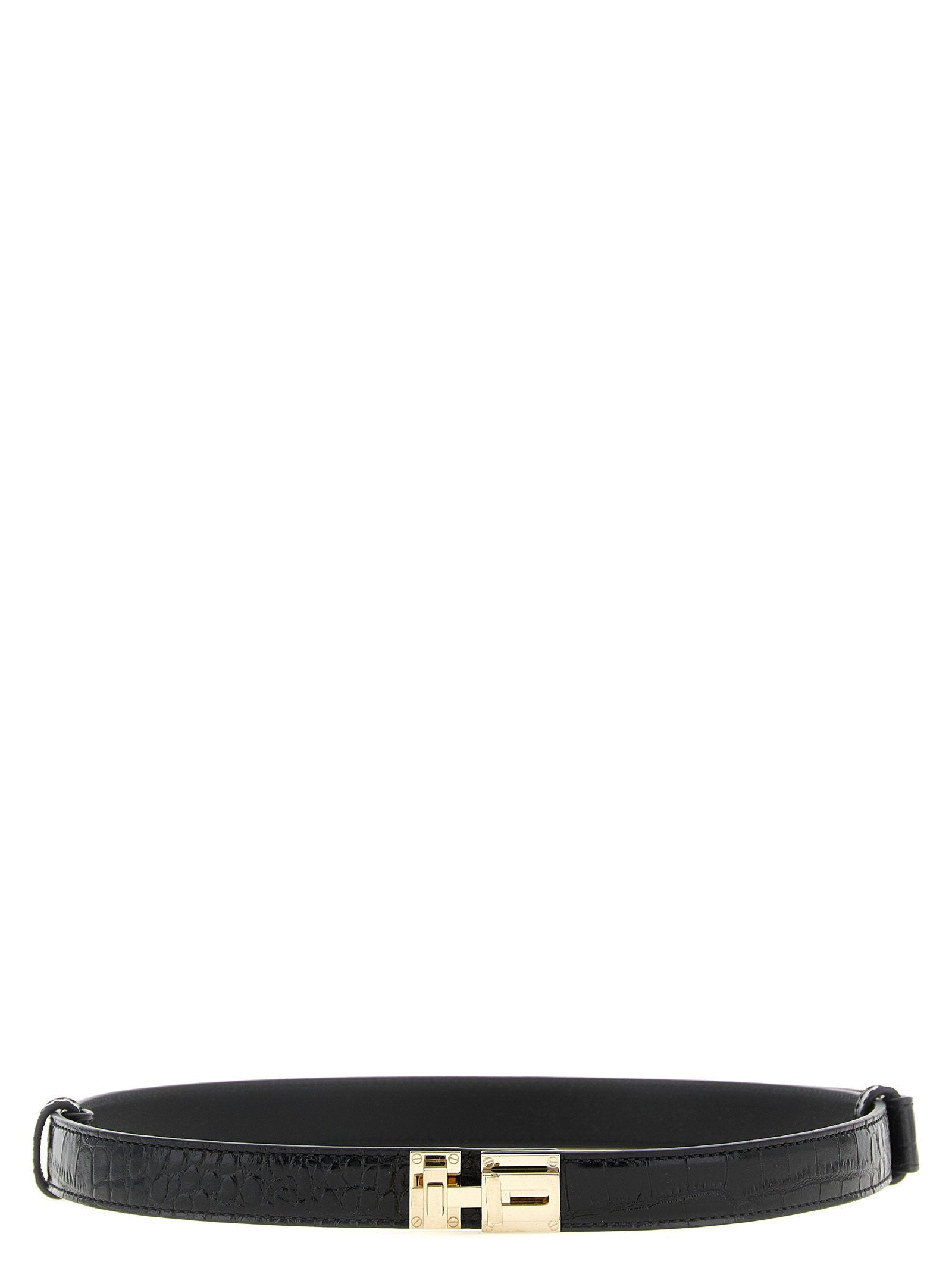 Tom Ford Crocodile-Print Leather Belt — Black