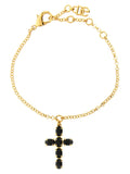 Dolce & Gabbana Crystal Cross Pendant Bracelet — Gold