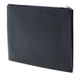Grained Leather Zip Clutch