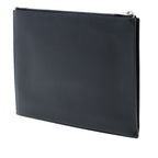 Grained Leather Zip Clutch