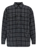 Willy Chavarria Check Patterned Wool Overshirt — Charcoal