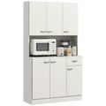 Freestanding Kitchen Cupboard with Adjustable Shelves and Open Countertop, Cream White