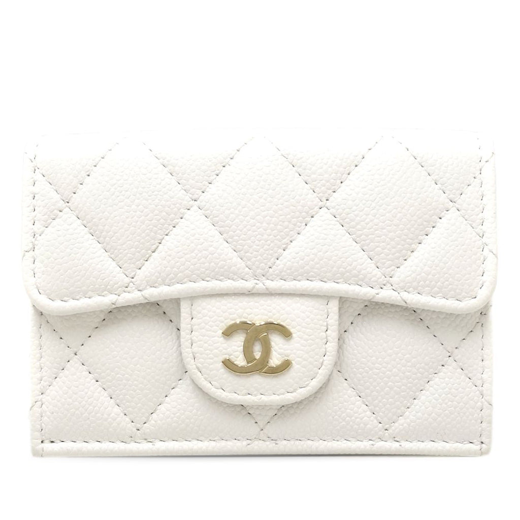 CC Quilted Caviar Flap Card Holder Wallet