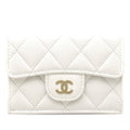 CC Quilted Caviar Flap Card Holder Wallet