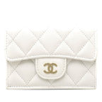 CC Quilted Caviar Flap Card Holder Wallet