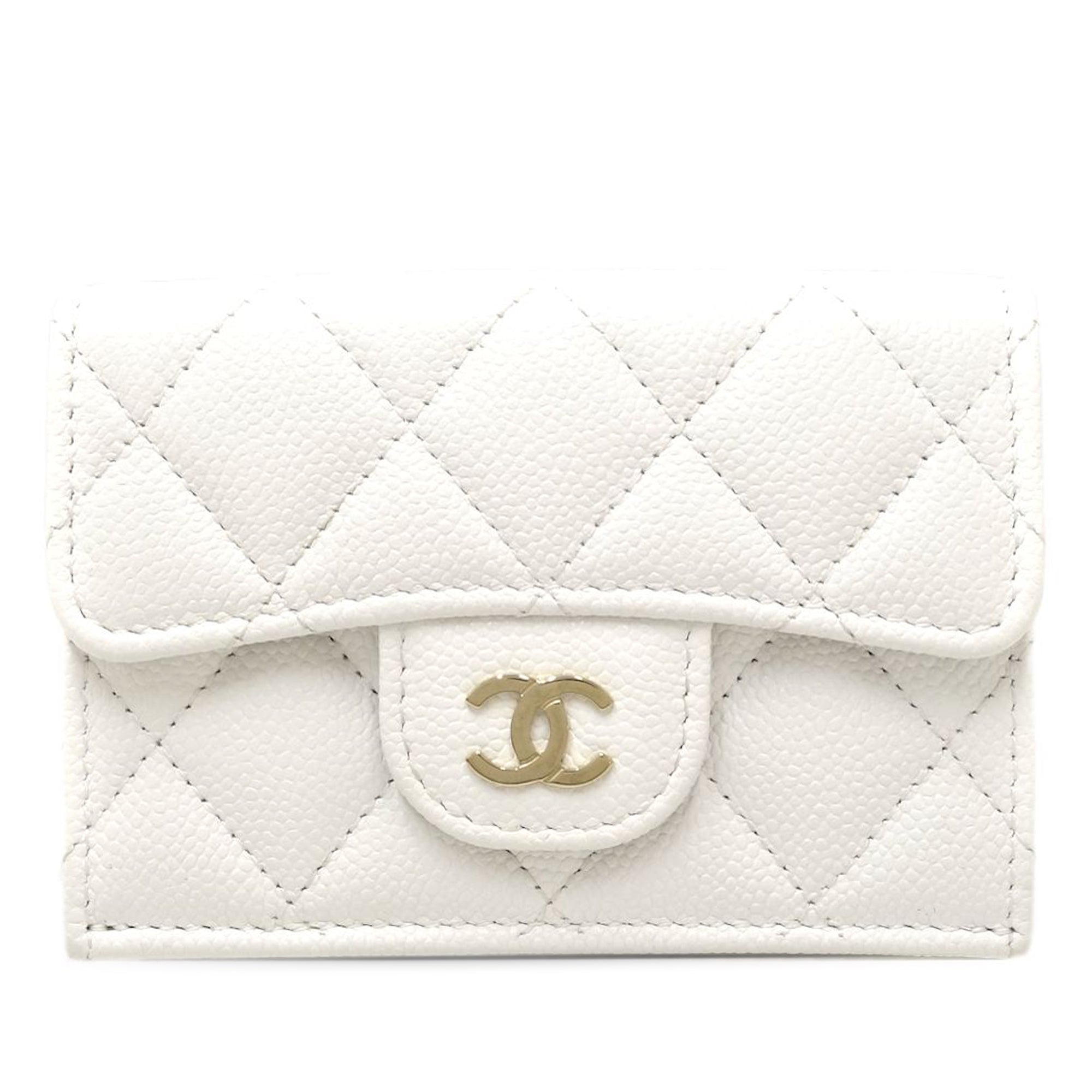 CC Quilted Caviar Flap Card Holder Wallet