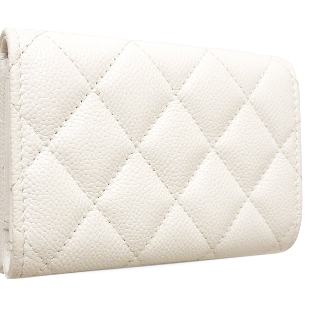 CC Quilted Caviar Flap Card Holder Wallet