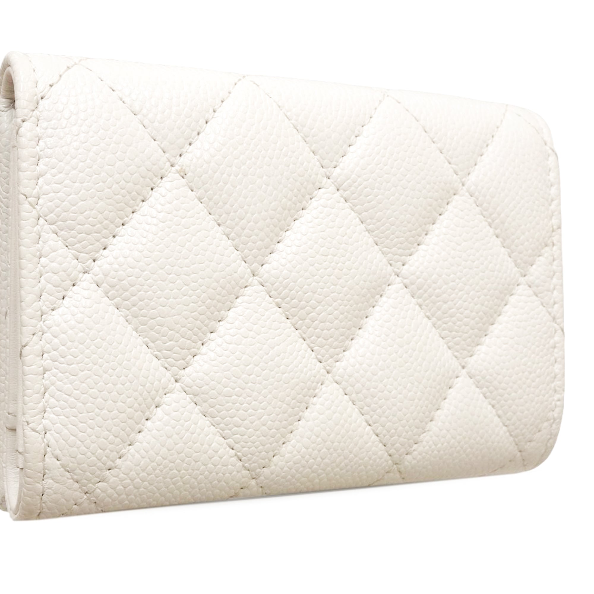 CC Quilted Caviar Flap Card Holder Wallet