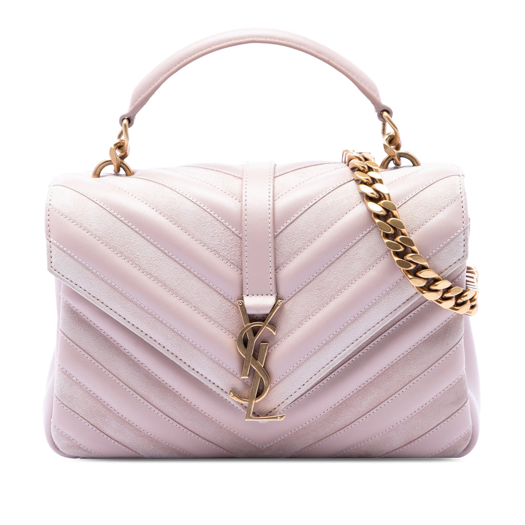 Medium Calfskin and Suede Chevron Monogram College Satchel