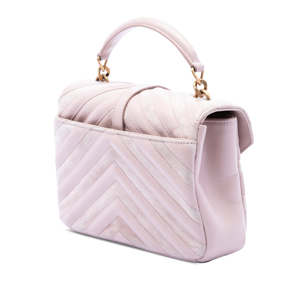 Medium Calfskin and Suede Chevron Monogram College Satchel