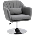 Swivel Linen Accent Chair with Adjustable Height & Back Pillow for Bedroom Office, Dark Grey