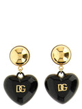 Dolce & Gabbana DG Logo Heart Pendant Earrings — Black