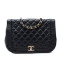 Quilted Lambskin Braided Saddle Flap