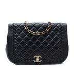 Quilted Lambskin Braided Saddle Flap