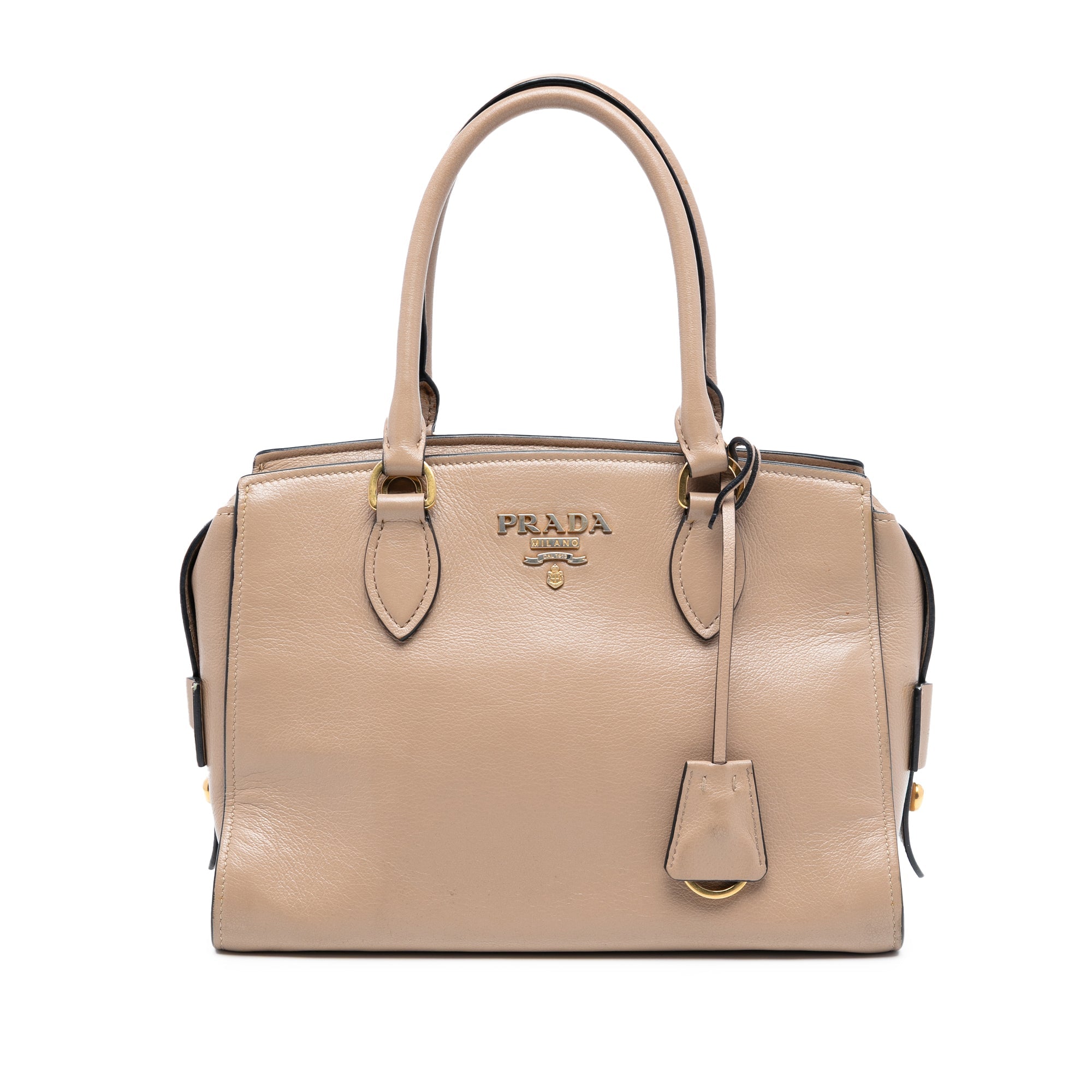 Small City Calf Trimmed Saffiano Top Handle Bag