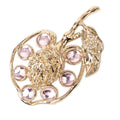 Gold Plated CC Strass and Gripoix Fruit Pin Brooch