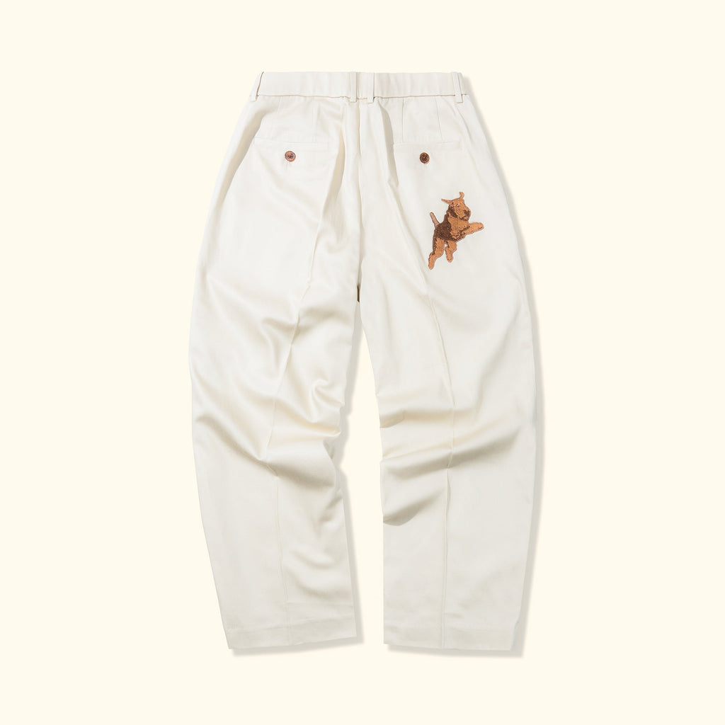 Darryl Wide Pleated Trousers Cream