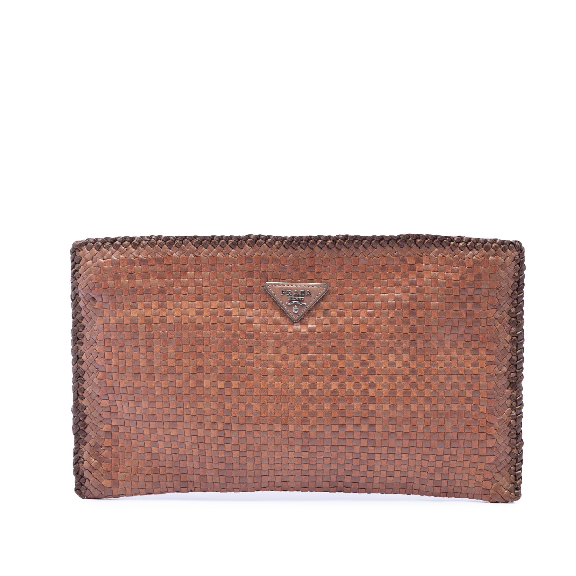 Woven Goatskin Madras Clutch