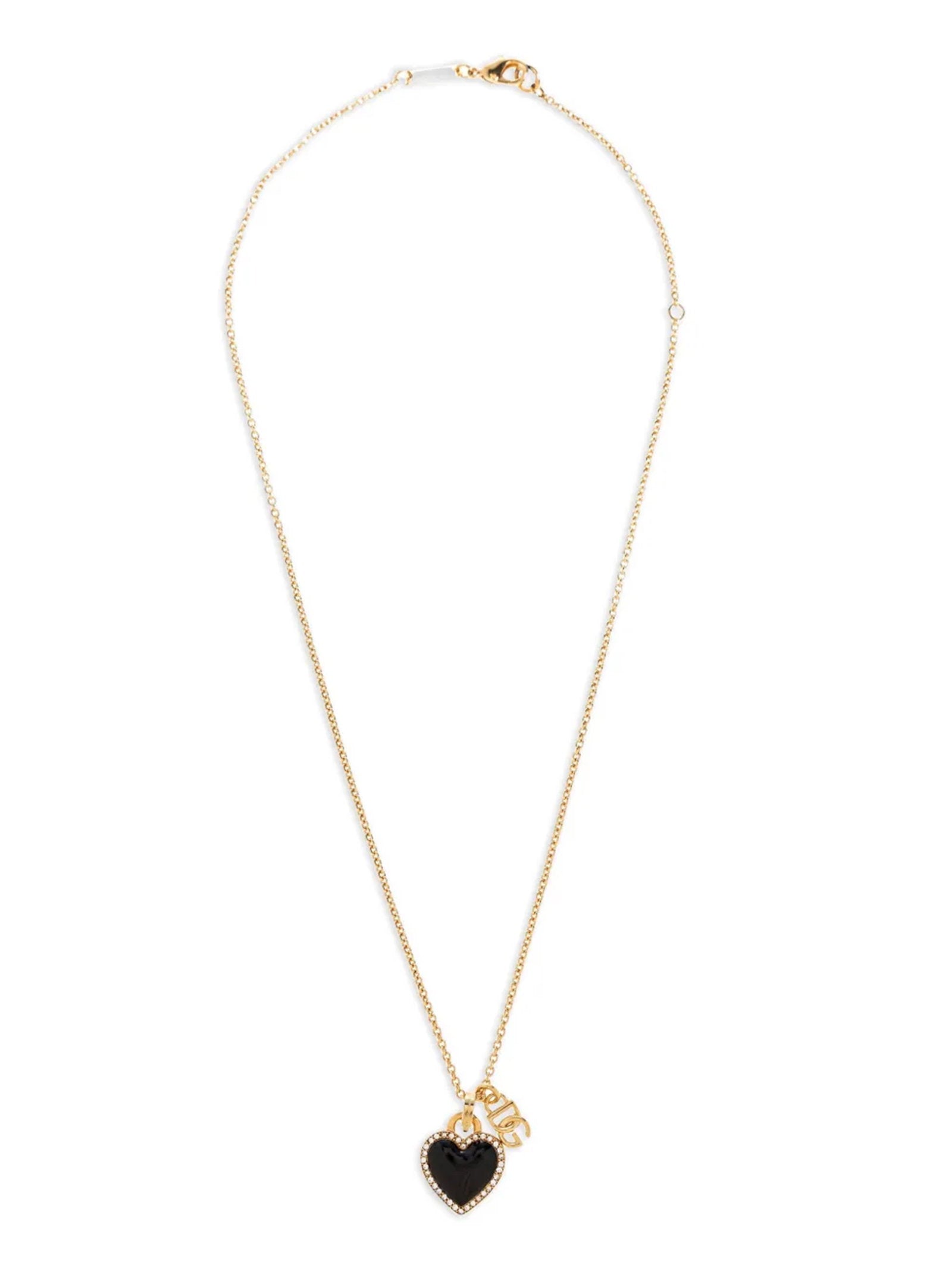 Dolce & Gabbana Heart & Logo Charm Necklace — Gold