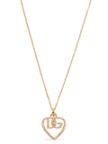 Dolce & Gabbana Rhinestone Logo Heart Pendant Necklace — Gold