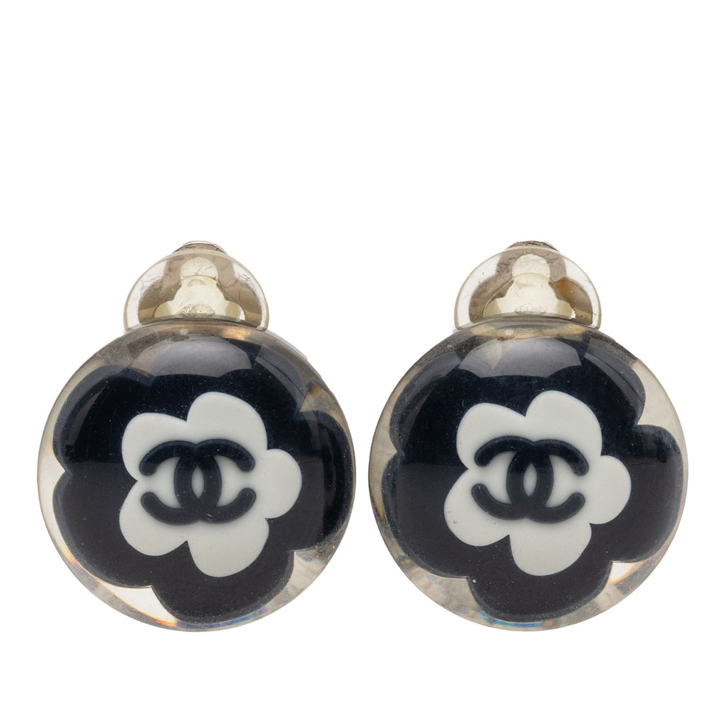 CC Resin Flower Clip On Earrings