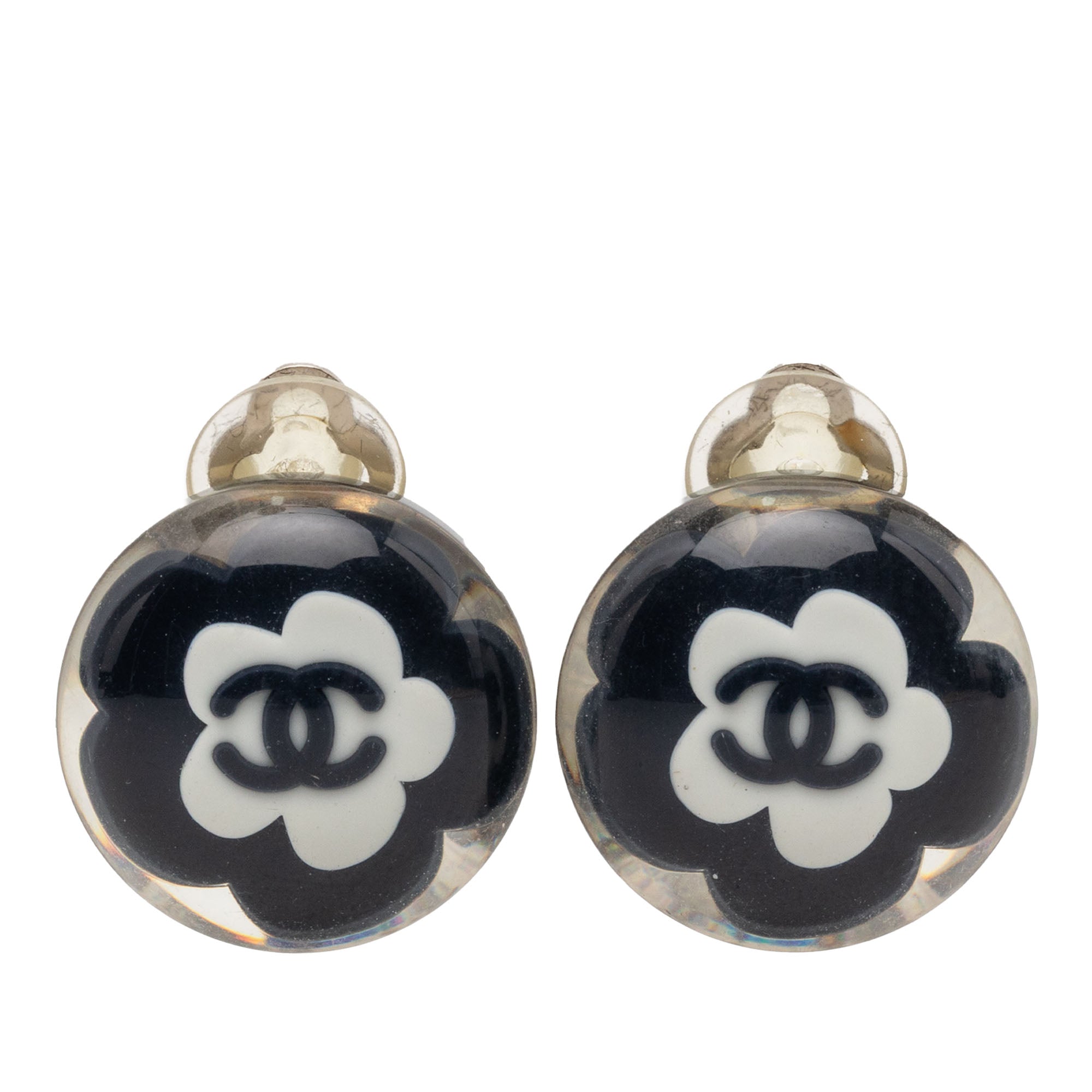 CC Resin Flower Clip On Earrings
