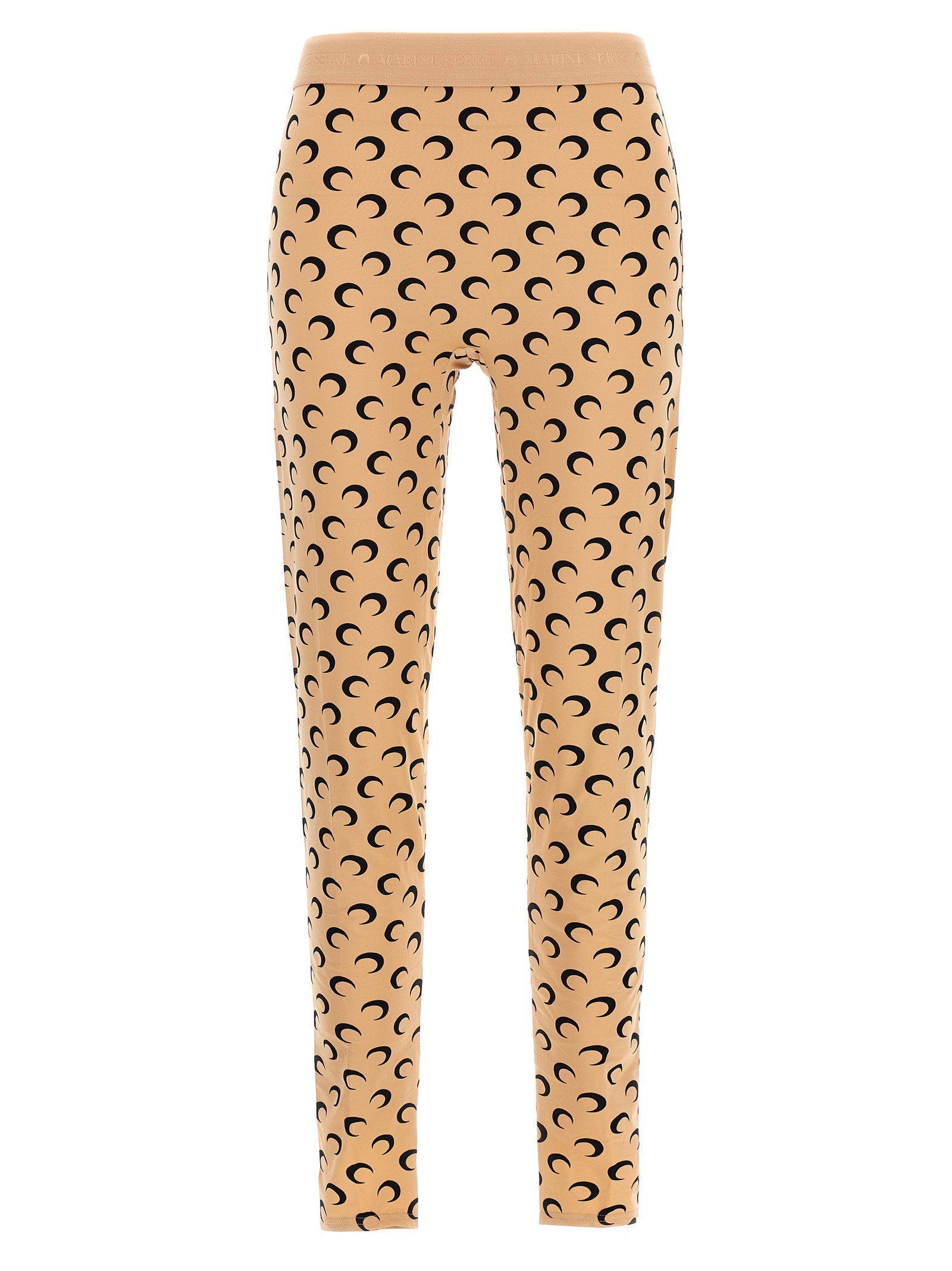 Marine Serre Moon-Printed Leggings — Beige