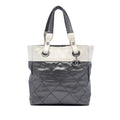 Small Bicolor Quilted Coated Canvas Paris Biarritz Tote