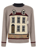 Junya Watanabe Jacquard House-Motif Sweater — Beige
