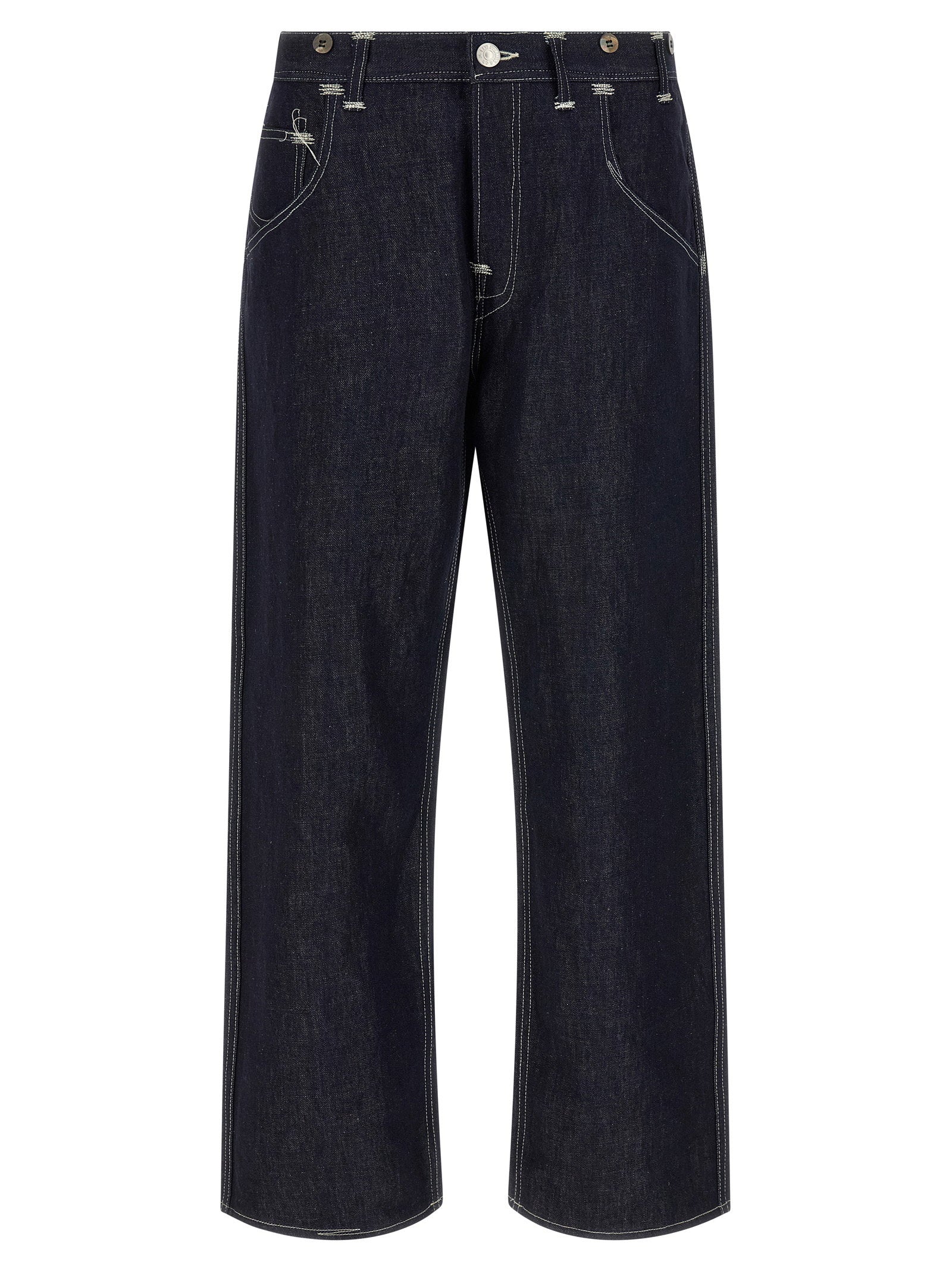Junya Watanabe Cotton-Linen Blend Denim Jeans — Navy