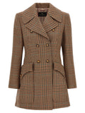 Etro Prince of Wales Double-Breasted Coat — tan