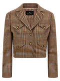 Etro Prince of Wales Wool Blazer — Tan