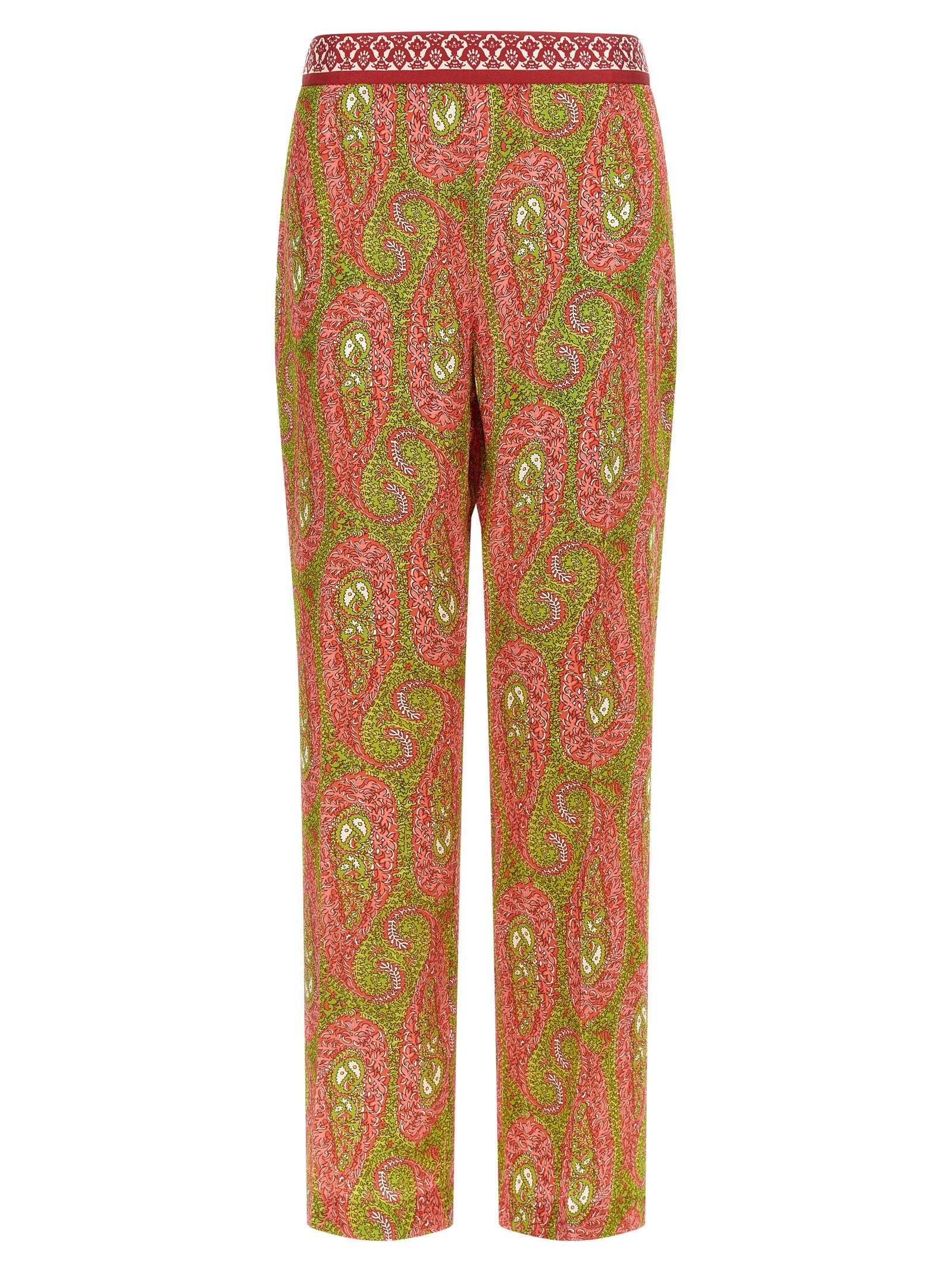 Etro Paisley Foliage Print Trousers — Coral