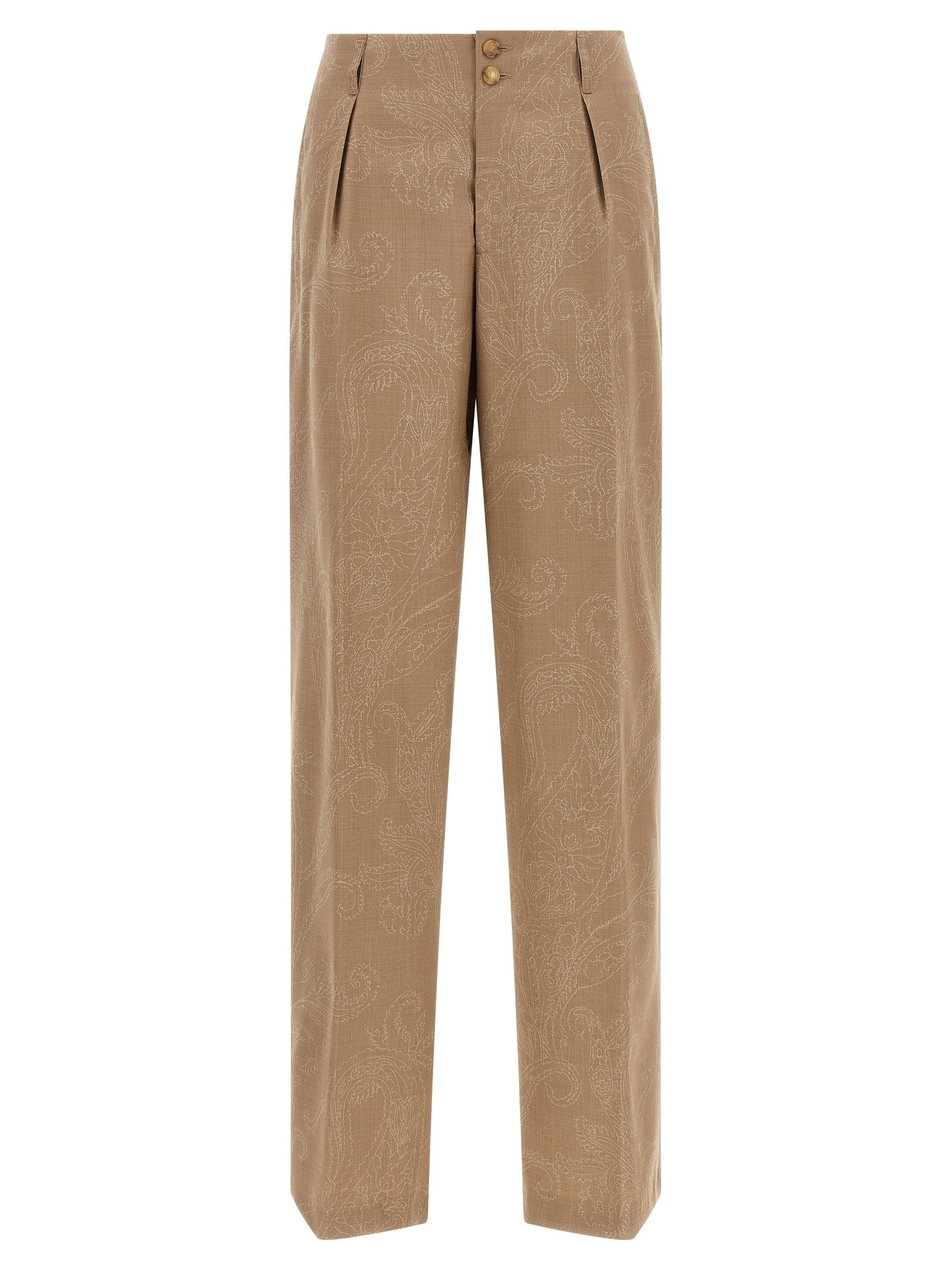 Etro Paisley Jacquard Trousers — Beige