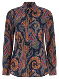 Etro Paisley Poplin Shirt — Navy