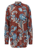 Etro Floral Foliage Print Shirt — Burgundy