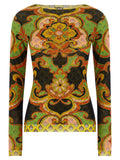 Etro Ornamental Baroque Mesh Blouse — Green