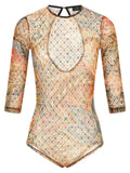 Etro Paisley Foliage Tulle Bodysuit — Multicolor